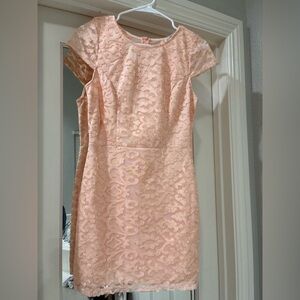 Peach Lace Fit & Flare Dress